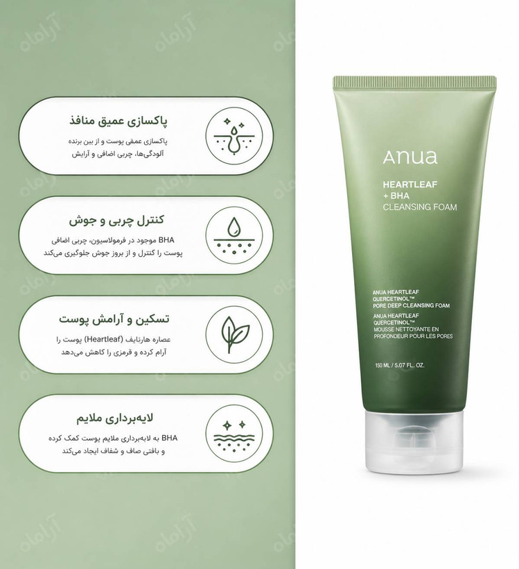 فوم شستشوی عمیق منافذ هارت لیف Anua